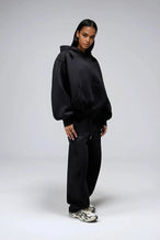 TLF Scuba Tech™ Oversized Cropped Hoodie  – Featuring TLF Model Wearing Women’s Oversized Pullover Black Hoodie 