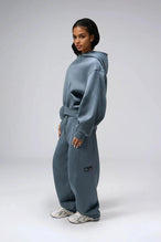 TLF Scuba Tech™ Oversized Cropped Hoodie  – Featuring TLF Model Wearing Women’s Oversized Pullover Blue Hoodie 