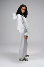 TLF Scuba Tech™ Oversized Cropped Hoodie  – Featuring TLF Model Wearing Women’s Oversized Pullover Gray Hoodie 