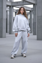 TLF Scuba Tech™ Oversized Cropped Hoodie  – Featuring TLF Model Wearing Women’s Oversized Pullover Gray Hoodie 
