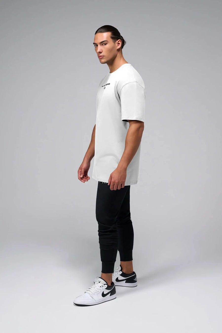 Back View Of Take Life Further Oversized Tee in White