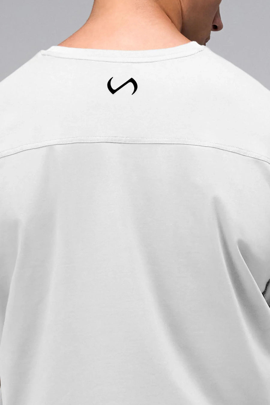Detail Front View Of Take Life Further Oversized Tee in White