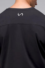 Detail Front View Of Take Life Further Oversized Tee in Black