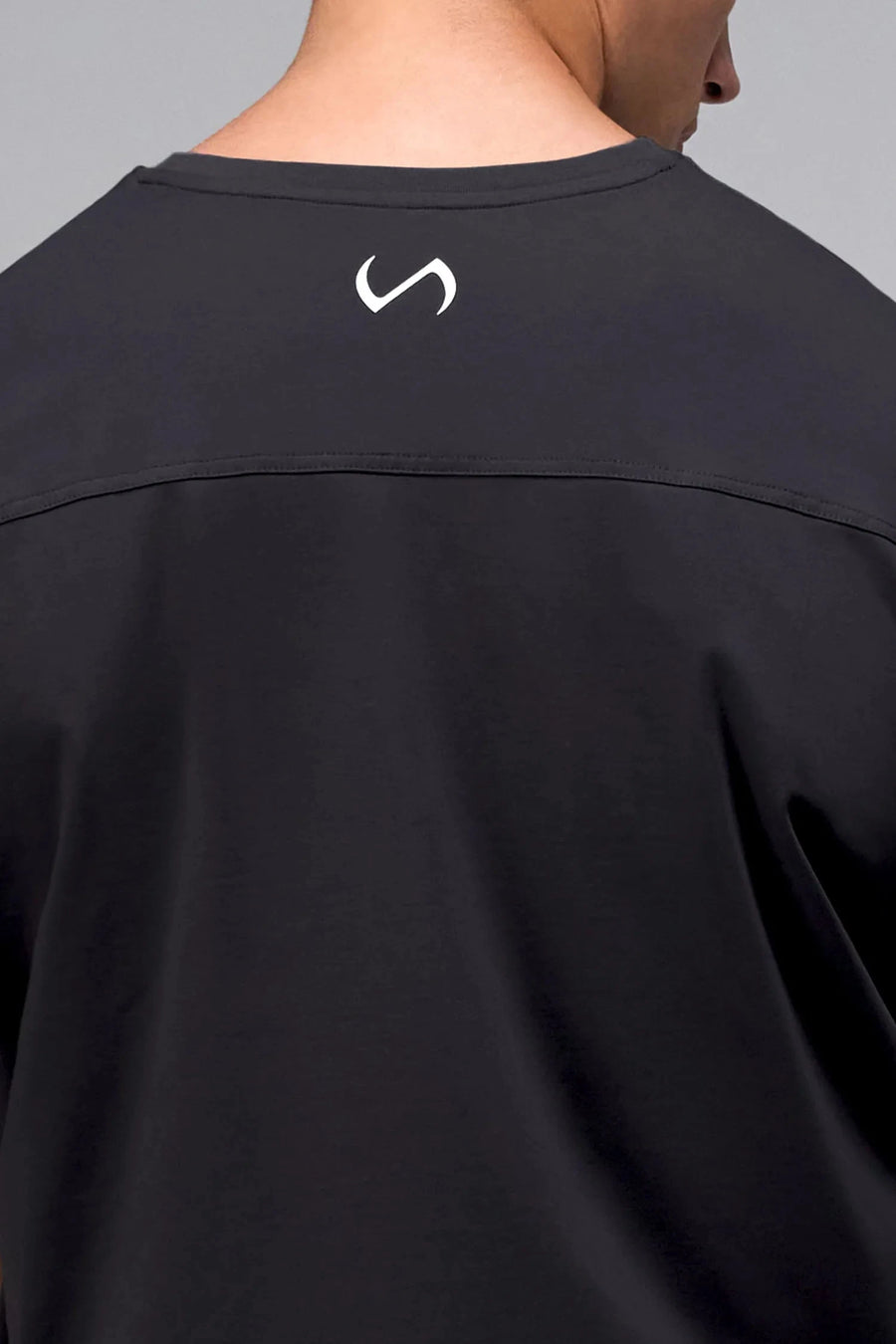 Detail Front View Of Take Life Further Oversized Tee in Black