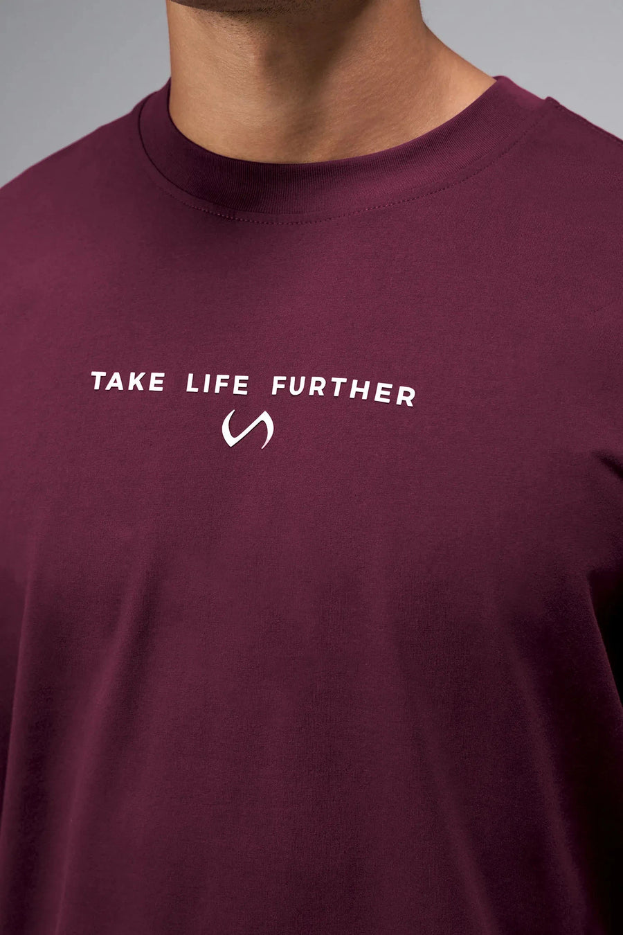 Front View Of Take Life Further Oversized Tee in Red