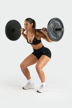 Front View of Black Tempo 4 Inch Workout Shorts