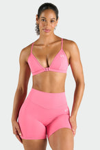 Front View of Hot Pink Tempo 6 Inch Workout Shorts