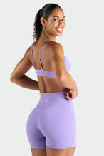 Back View of Dahlia Purple Tempo 6 Inch Workout Shorts