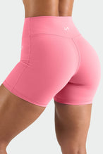 Back View of Hot Pink Tempo 6 Inch Workout Shorts