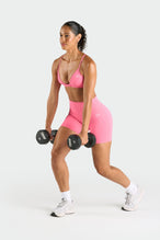 Front View of Hot Pink Tempo 6 Inch Workout Shorts