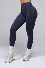 Front View Of Tempo High Waisted Workout Leggings in Armada