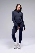 Front View Of Tempo High Waisted Workout Leggings in Armada
