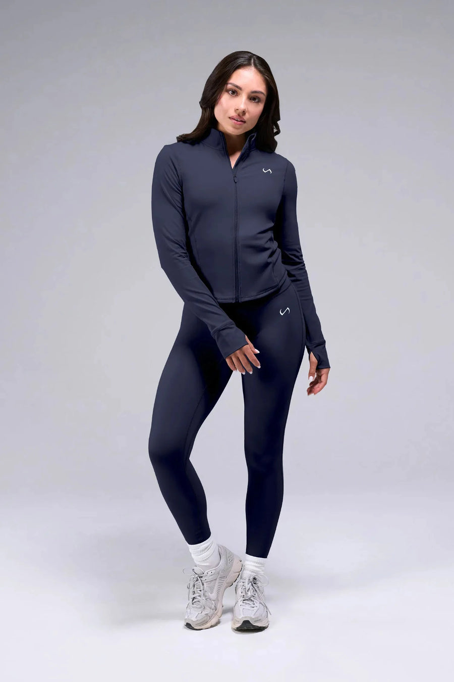 Front View Of Tempo High Waisted Workout Leggings in Armada