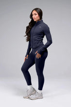 Front View Of Tempo High Waisted Workout Leggings in Armada