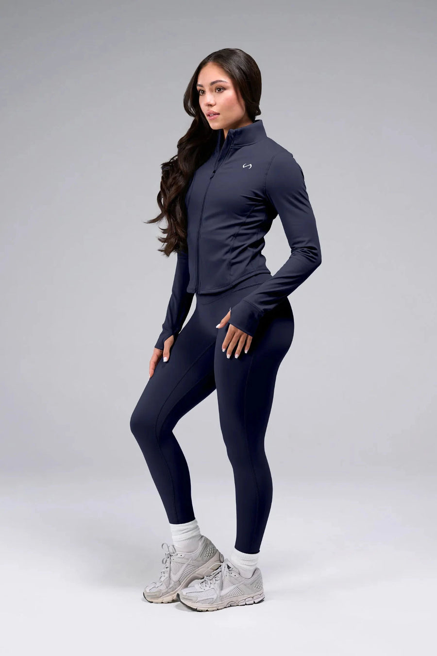Front View Of Tempo High Waisted Workout Leggings in Armada