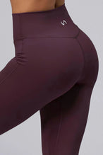 Back View Of Tempo High Waisted Workout Leggings in Wine