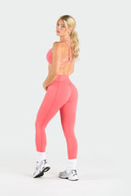 Back View of Hot Coral Tempo Scrunch Butt Leggings