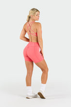 Back View of Hot Coral Tempo Scrunch Butt Shorts