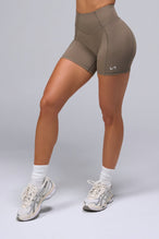 Front View of Brown TLF Tempo Scrunch Butt Shorts, featuring a butt scrunch that shapes your glutes with a snatched waist seam design 