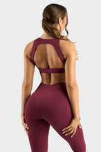 Back View of Dark Cherry Tempo Side Pocket Leggings
