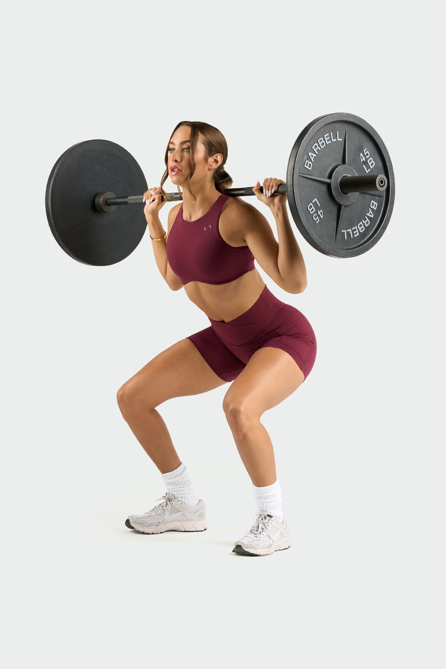 Front View of Dark Cherry Tempo Side Pocket Shorts