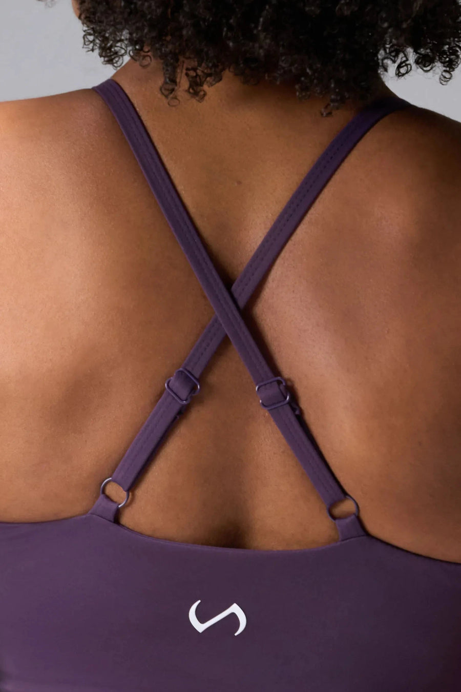 Front View Of Tempo Tank Bra in Dark Grape, provides the support and flexibility you need to perform and look your best.