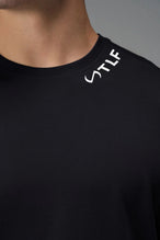 Detail Front View Of TLF Swole Tee in Black