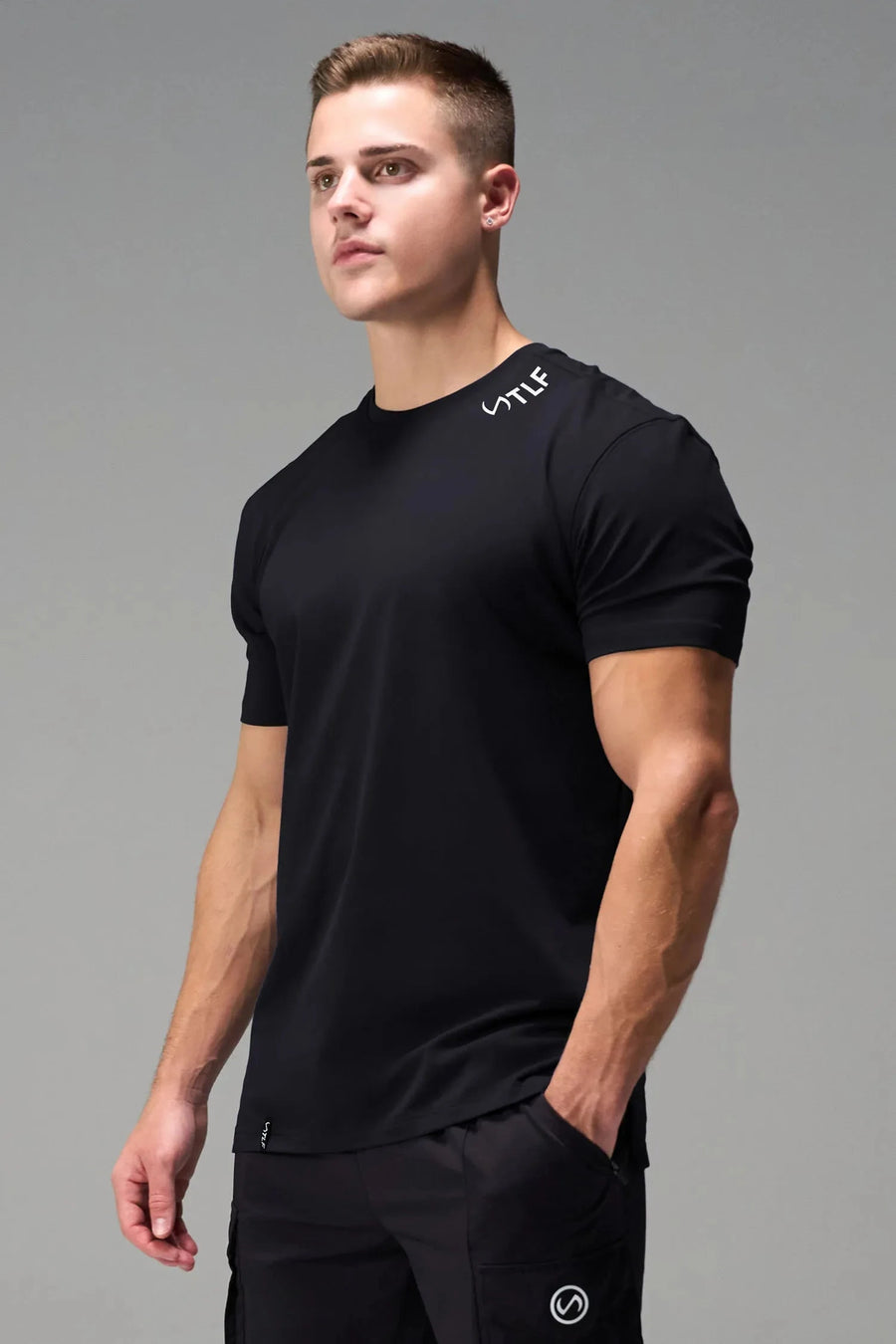 Front View Of TLF Swole Tee in Black