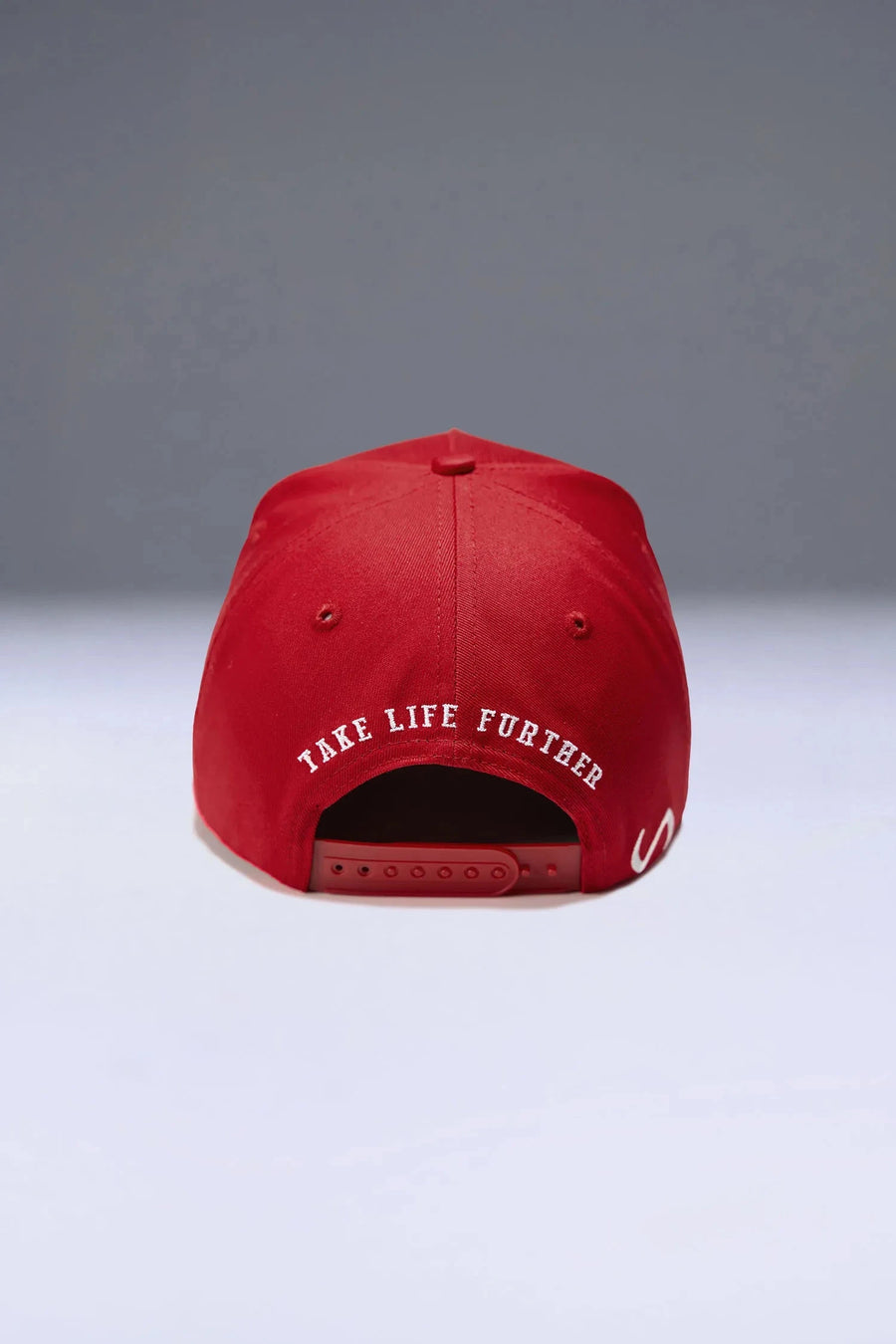 Back View Of TLF x NR Snapback Flipped Rope Hat in Red Color
