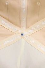 Detail View Of TLF x NR Snapback Pinstripe Hat in Natural And Wine Color