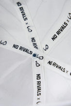 Detail View Of TLF x NR Snapback Pinstripe Hat in White And Blue Color