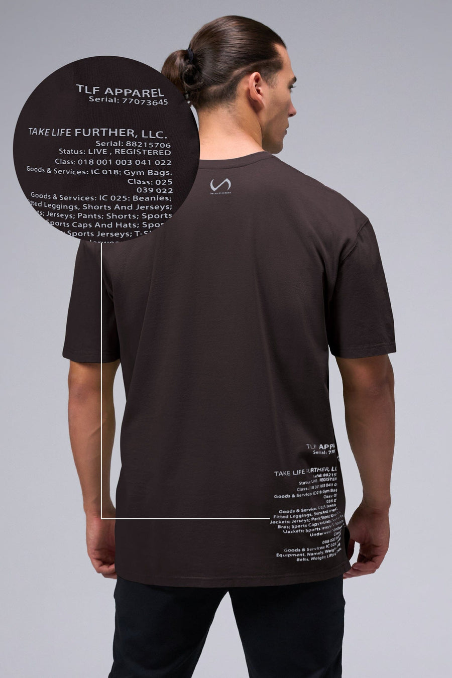 Back View Of Black Stonewash TLF TM Dura Cotton Oversized Tee