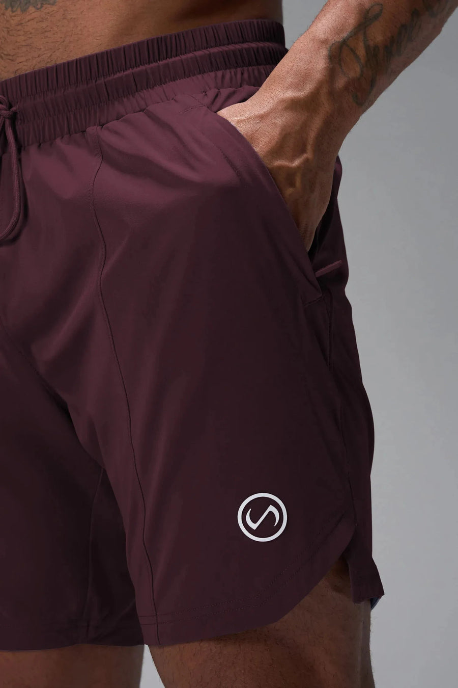 Front View of Maroon  Train Element 7 Inch Short