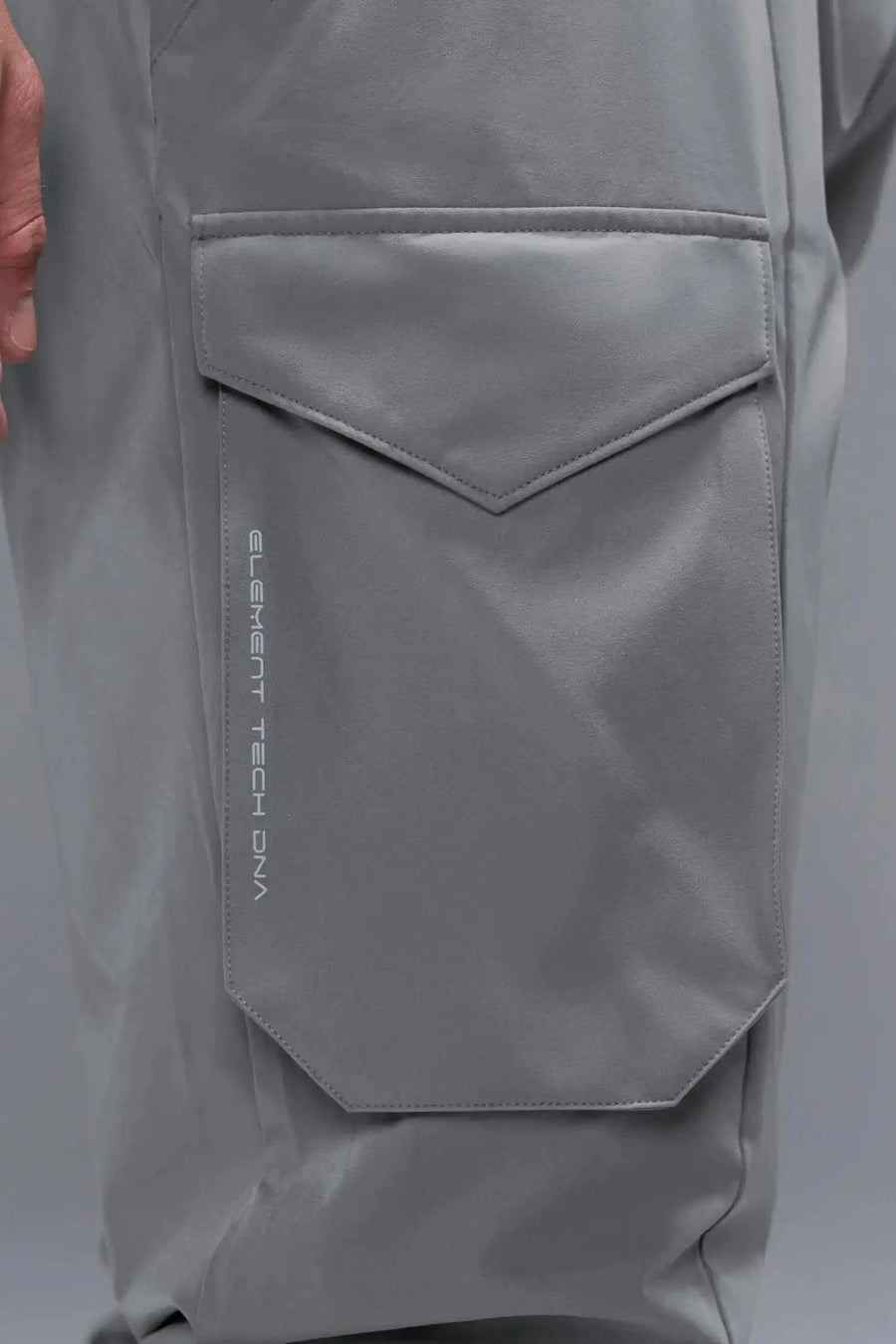 Detail Back View of Gray TLF Train Element 7/8 Joggers 2.0, featuring side cargo pockets in an athletic 7/8 length and side zipper pockets 