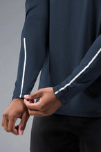 Back View of Blue TLF Infi-Dry Long Sleeve, crafted with our custom swole fit and utilizing our infi-dry fabric technology 