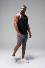 Front View of Black TLF Infi Dry Stringer Tank featuring a physique enhancing design in our advanced Infi-Dry DNA fabric technology