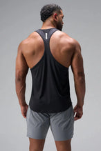 Back View of Black TLF Infi Dry Stringer Tank featuring a physique enhancing design in our advanced Infi-Dry DNA fabric technology