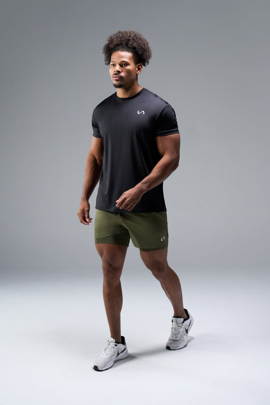 Front View of Black TLF Infi-Dry Swole Tee, crafted with our custom swole fit and utilizing our infi-dry fabric technology 