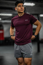 Front View of Maroon TLF Infi-Dry Swole Tee, crafted with our custom swole fit and utilizing our infi-dry fabric technology 