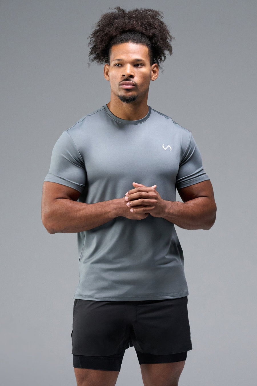 Front View of Quiet Shade TLF Infi-Dry Swole Tee, crafted with our custom swole fit and utilizing our infi-dry fabric technology 