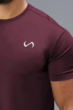 Back View of Maroon TLF Infi-Dry Swole Tee, crafted with our custom swole fit and utilizing our infi-dry fabric technology 