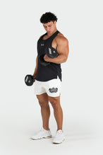 Front View of White Train Like a Freak 5 Inch Mesh Shorts