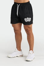 Front View of Black Train Like a Freak 5 Inch Mesh Shorts