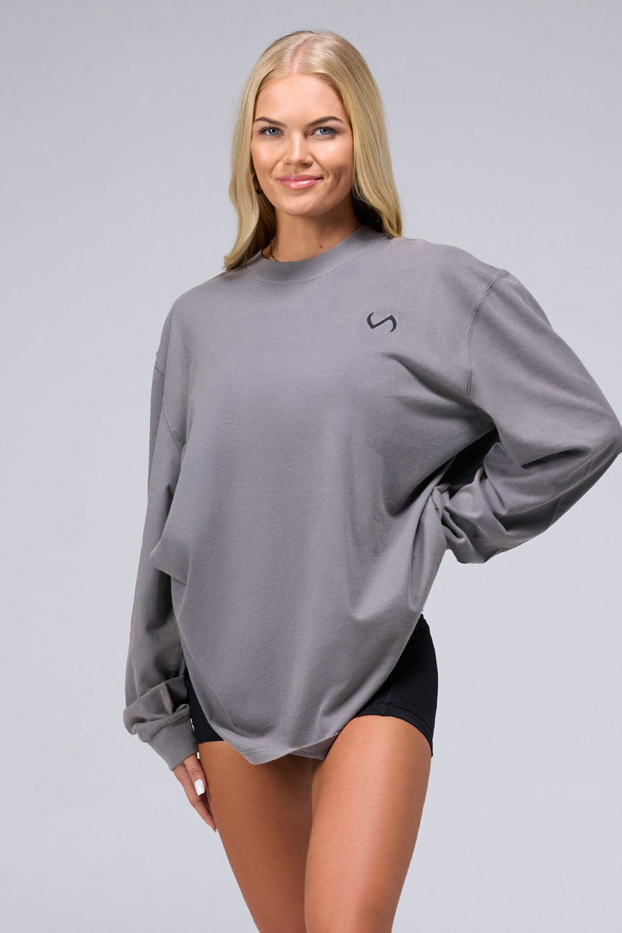 Front View of Quiet Shade TLF Unisex Arc Dura Cotton Oversized Long Sleeve, durable, breathable long sleeve shirt for gym or casual wear