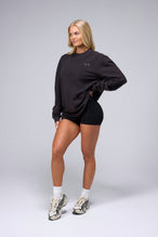 Front View of Black TLF Unisex Arc Dura Cotton Oversized Long Sleeve, durable, breathable long sleeve shirt for gym or casual wear