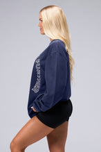 Left Side View Of Blue Stonewash TLF Unisex Arc Dura Cotton Oversized Long Sleeve