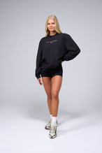 Front View Of Unisex Classic Cotton Luxe Oversized LS Tee in Black