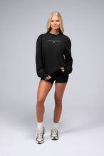 Front View Of Unisex Classic Cotton Luxe Oversized LS Tee in Black