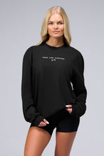 Front View Of Unisex Classic Cotton Luxe Oversized LS Tee in Black