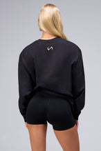 Back View Unisex Cotton Luxe Oversized Long Sleeve in Black